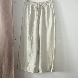 Max Studio Light Cream Wide-Leg Drawstring Pants